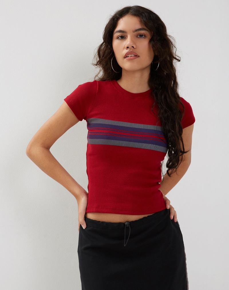 Women's Motel Rocks Tiona Top T Shirts Red | UPW9387PG