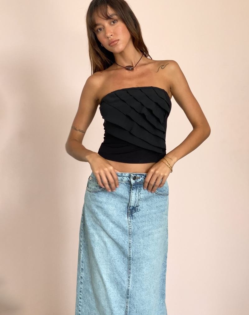 Women's Motel Rocks Wayan Ruffle Bandeau Black | EMM5826WM