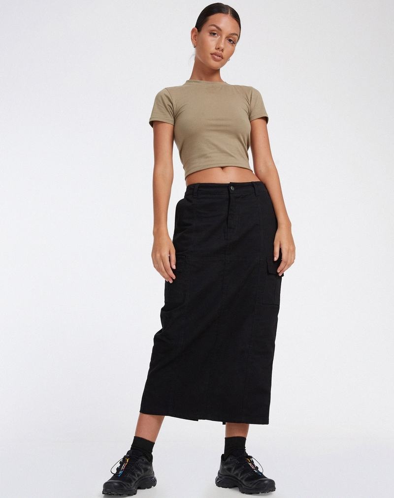 Women's Motel Rocks Widya Cargo Midi Skirts Black | SEZ2153HL