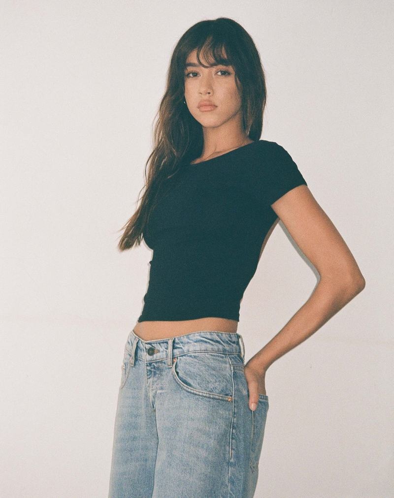 Women's Motel Rocks Xiwang Cropped Tops Black | FSJ8631IS