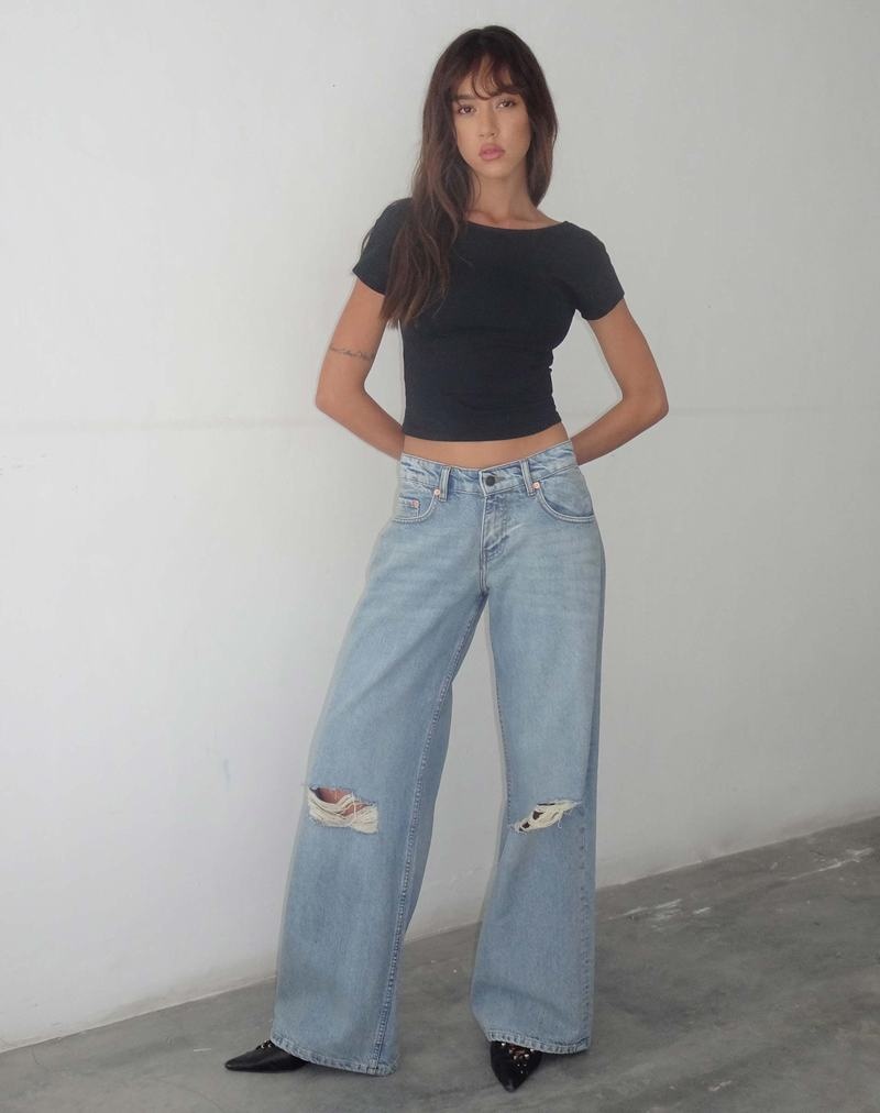 Women's Motel Rocks Xiwang Cropped Tops Black | FSJ8631IS