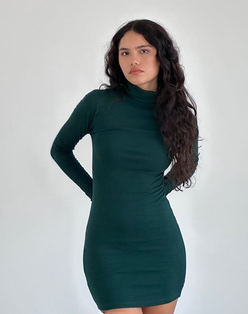 Women's Motel Rocks Yrion Turtle Neck Bodycon Mini Dress Green | YID32100RR