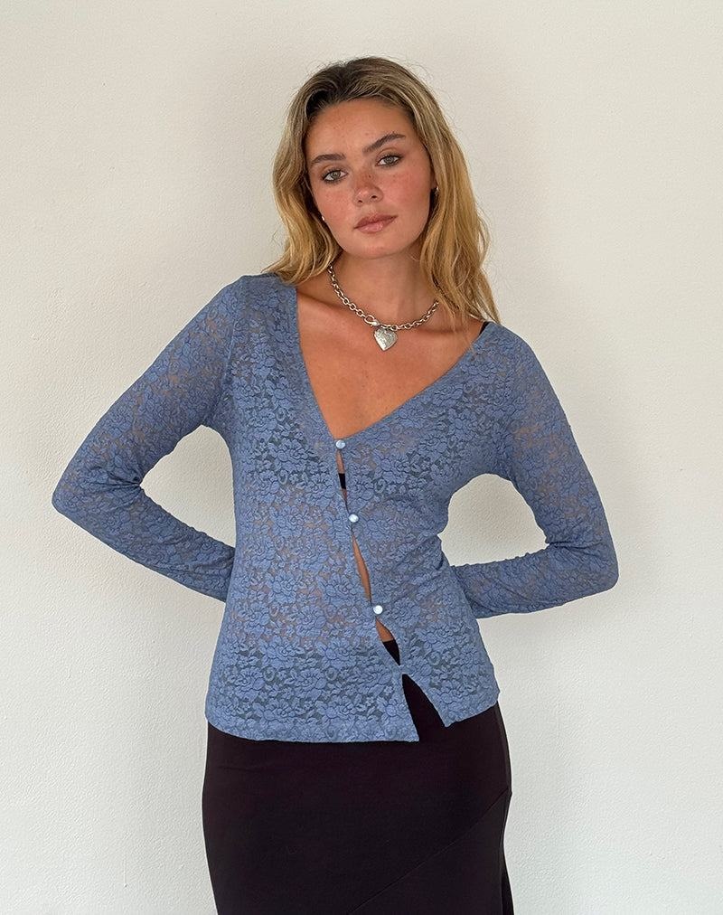 Women's Motel Rocks Zatin Asymmetrical Cardigan Blue | TMM7968YQ